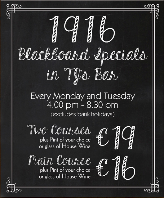 1916 Blackboard Specials @ TJ's Bar