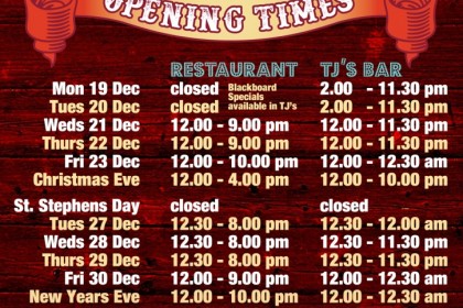 The Lime Kiln Christmas Opening times